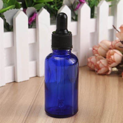 زجاجات قطارة زجاجية زرقاء 30 مل من LinDeer مع غطاء بلاستيكي أسود